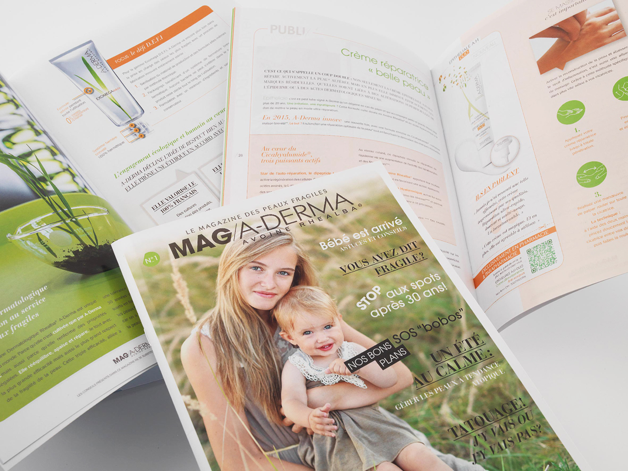 Magazine A-DERMA, conception Blanc Marine